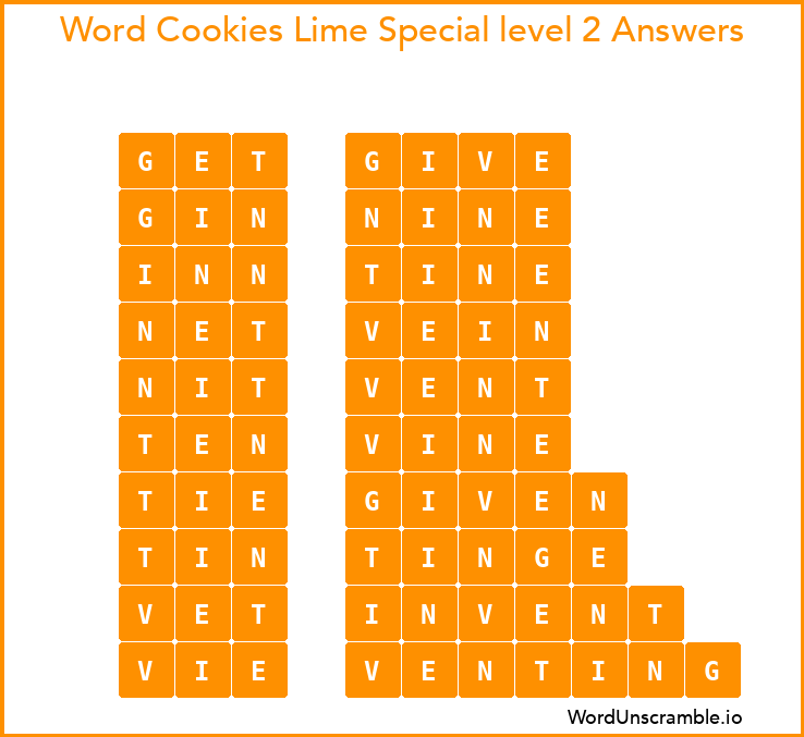 Word Cookies Lime Special level 2 Answers