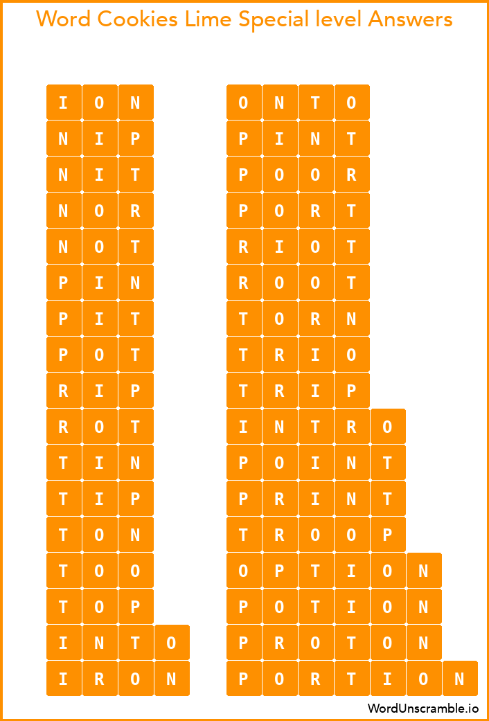 Word Cookies Lime Special level Answers