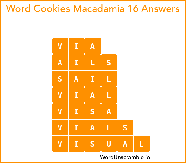 Word Cookies Macadamia 16 Answers