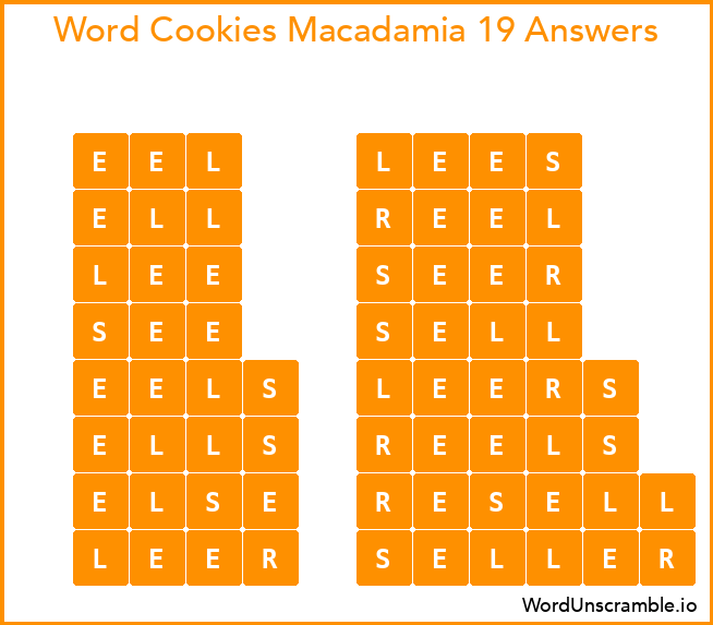 Word Cookies Macadamia 19 Answers
