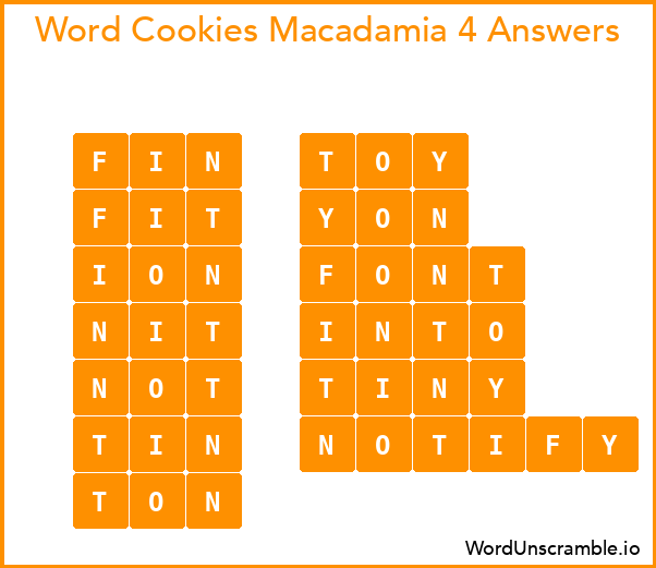 Word Cookies Macadamia 4 Answers