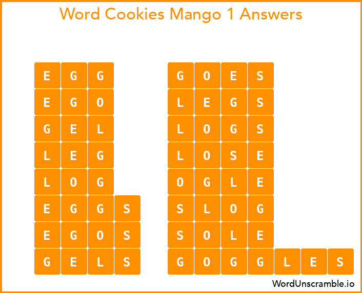 Word Cookies Mango 1 Answers