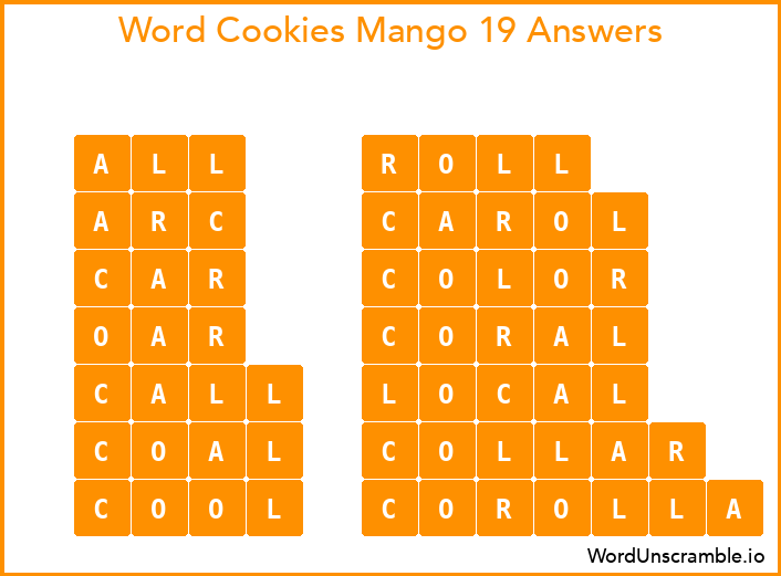 Word Cookies Mango 19 Answers