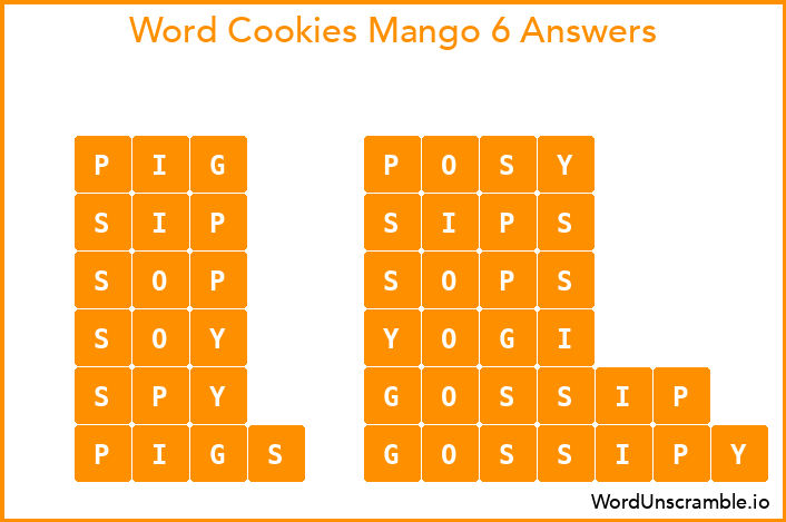 Word Cookies Mango 6 Answers