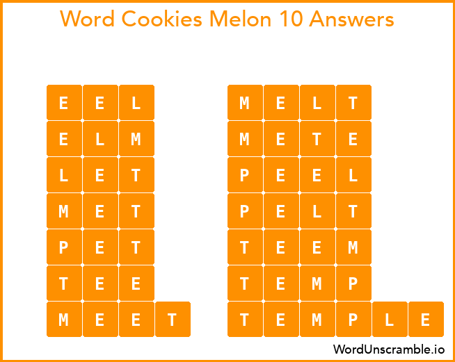 Word Cookies Melon 10 Answers