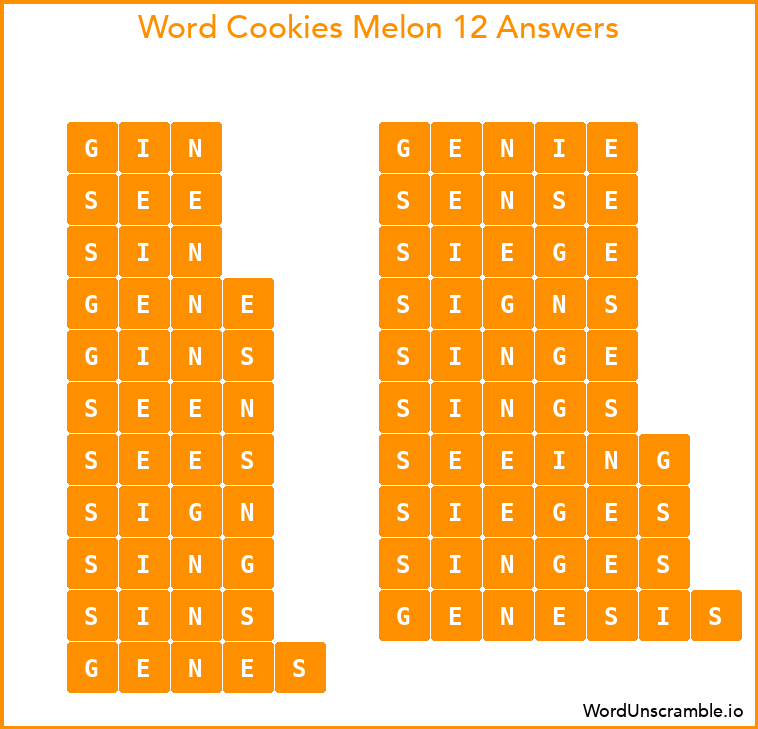 Word Cookies Melon 12 Answers