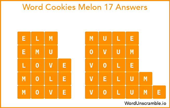 Word Cookies Melon 17 Answers