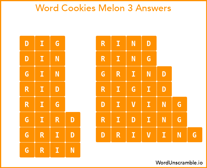 Word Cookies Melon 3 Answers