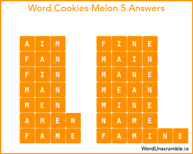 Word Cookies Melon 5 Answers