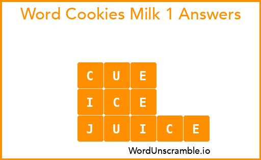 Word Cookies Milk 1 Answers
