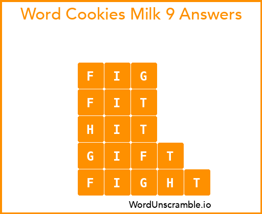 Word Cookies Milk 9 Answers
