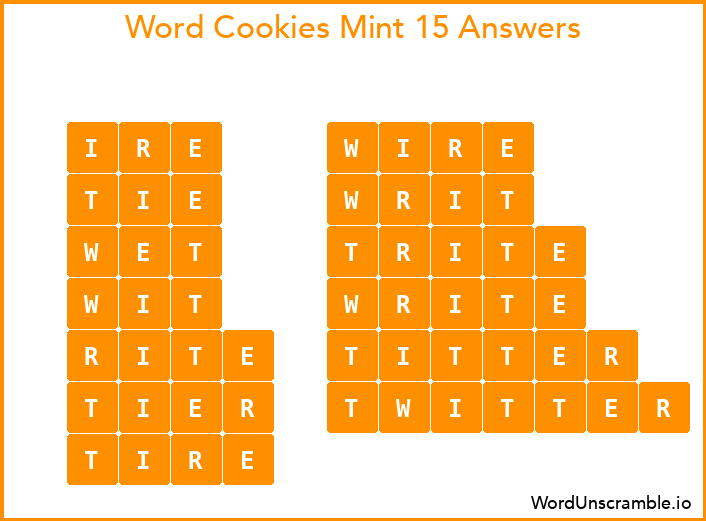 Word Cookies Mint 15 Answers
