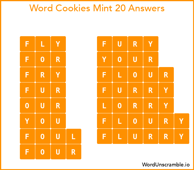 Word Cookies Mint 20 Answers