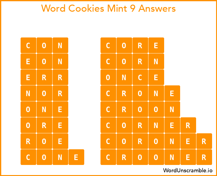 Word Cookies Mint 9 Answers