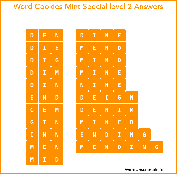 Word Cookies Mint Special level 2 Answers