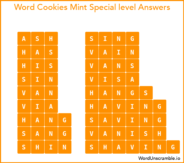 Word Cookies Mint Special level Answers