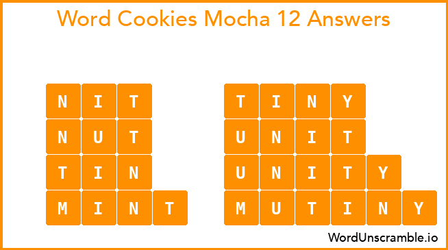 Word Cookies Mocha 12 Answers
