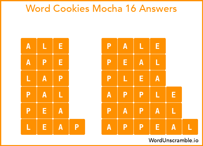 Word Cookies Mocha 16 Answers