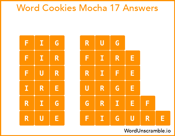 Word Cookies Mocha 17 Answers
