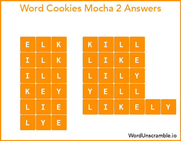 Word Cookies Mocha 2 Answers