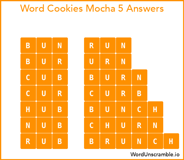 Word Cookies Mocha 5 Answers