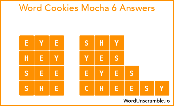 Word Cookies Mocha 6 Answers