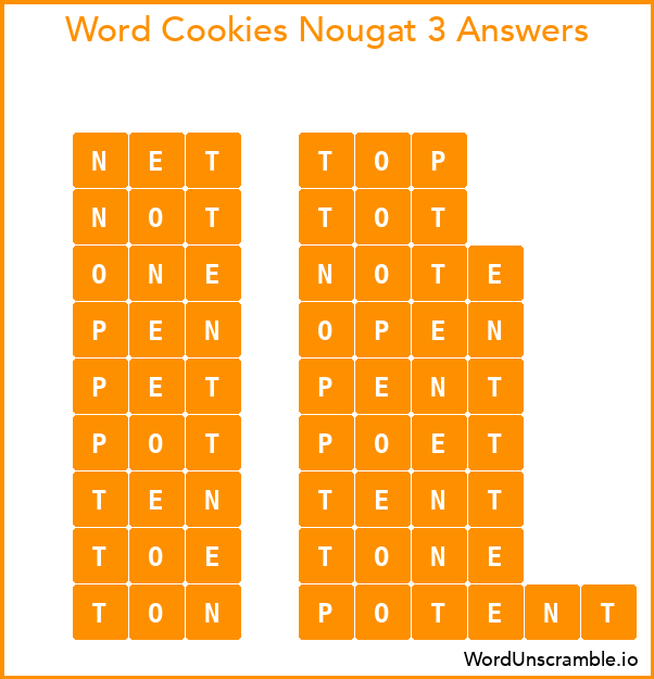 Word Cookies Nougat 3 Answers
