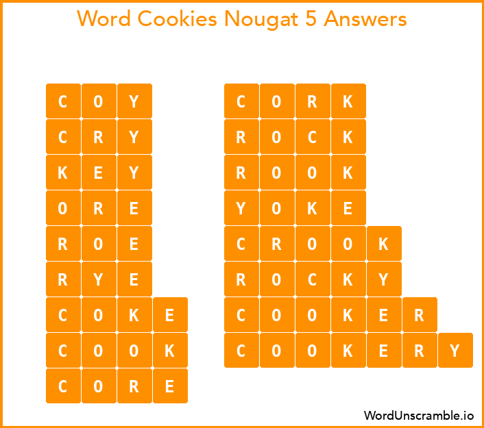 Word Cookies Nougat 5 Answers