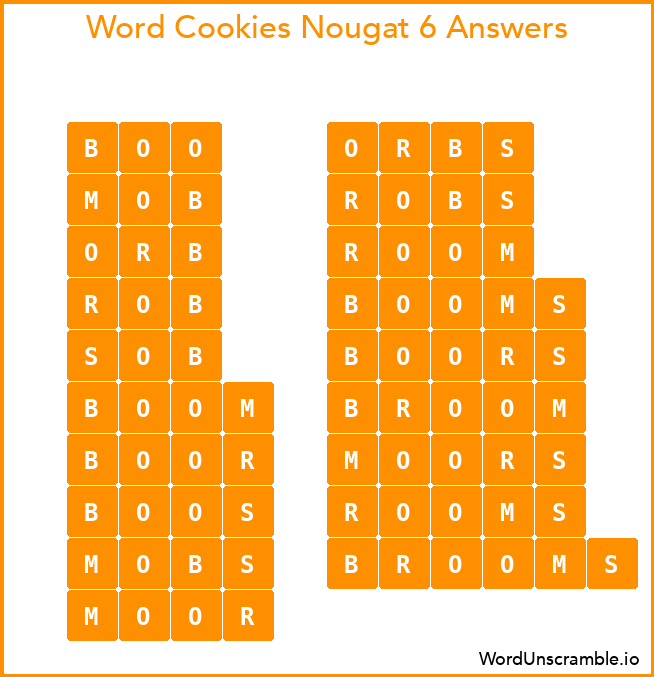 Word Cookies Nougat 6 Answers