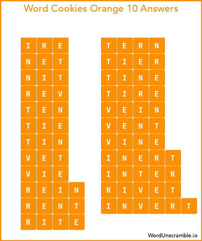 Word Cookies Orange 10 Answers