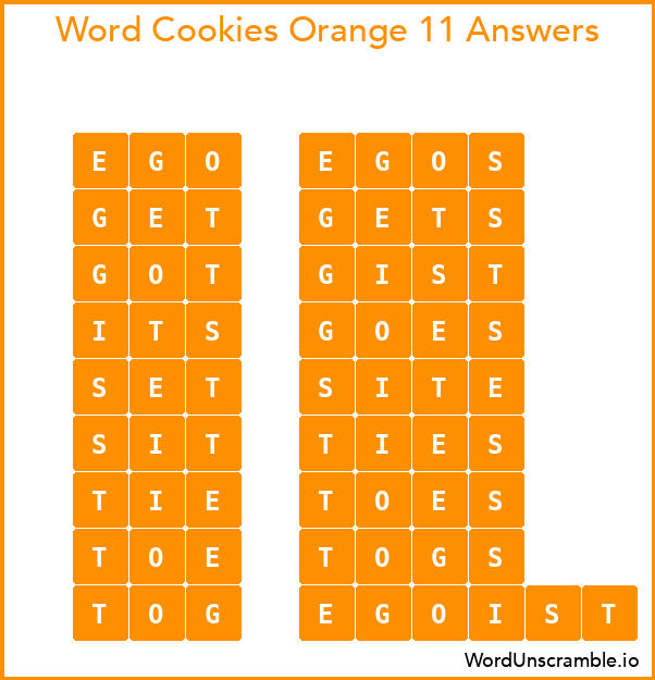 Word Cookies Orange 11 Answers