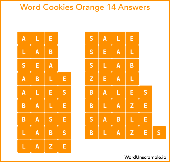 Word Cookies Orange 14 Answers