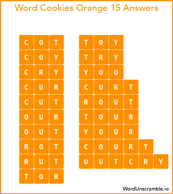 Word Cookies Orange 15 Answers