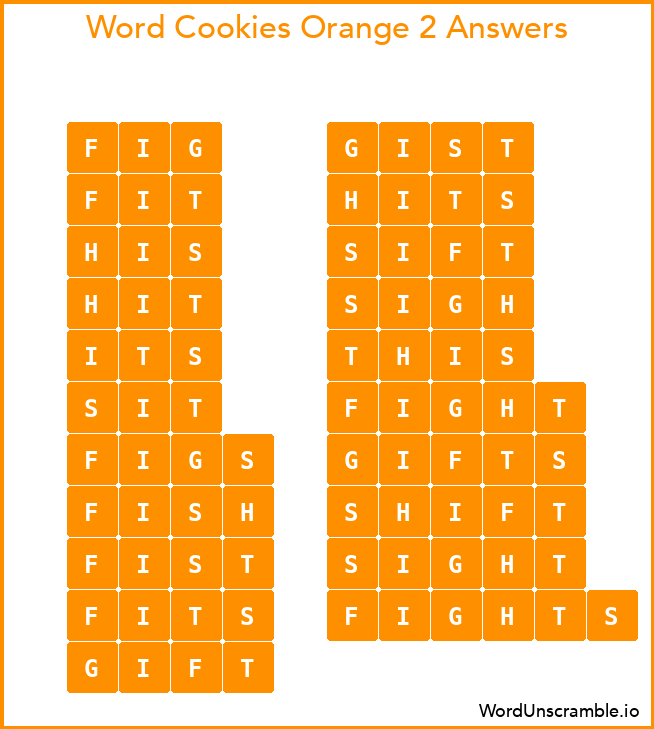 Word Cookies Orange 2 Answers
