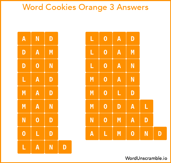 Word Cookies Orange 3 Answers