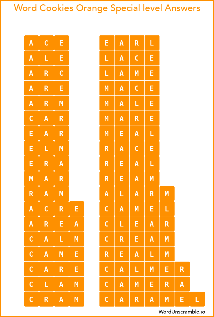 Word Cookies Orange Special level Answers