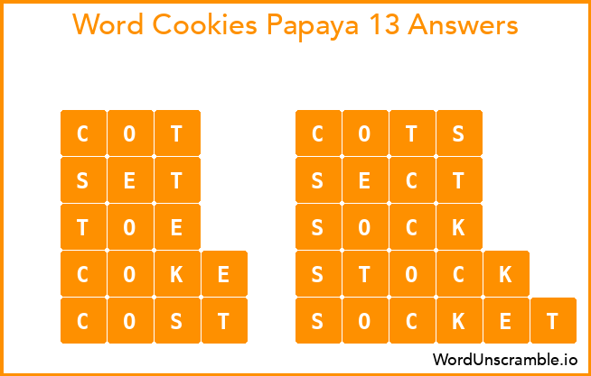 Word Cookies Papaya 13 Answers