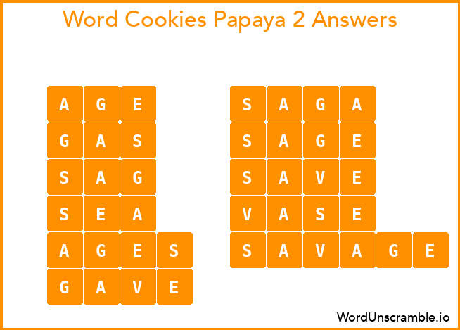 Word Cookies Papaya 2 Answers