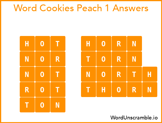 Word Cookies Peach 1 Answers
