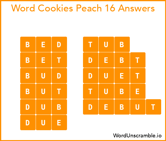 Word Cookies Peach 16 Answers