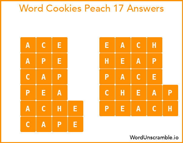 Word Cookies Peach 17 Answers