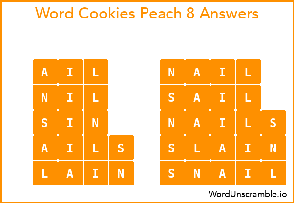 Word Cookies Peach 8 Answers