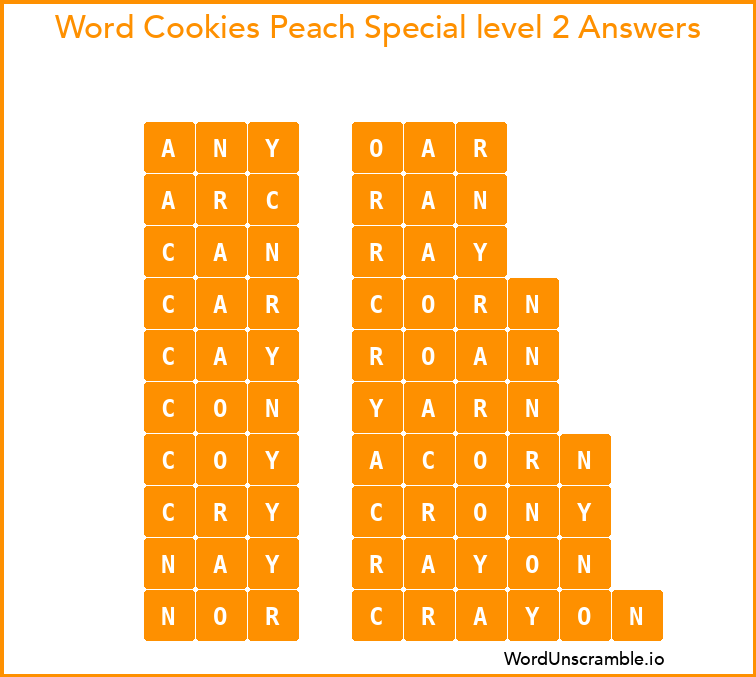 Word Cookies Peach Special level 2 Answers