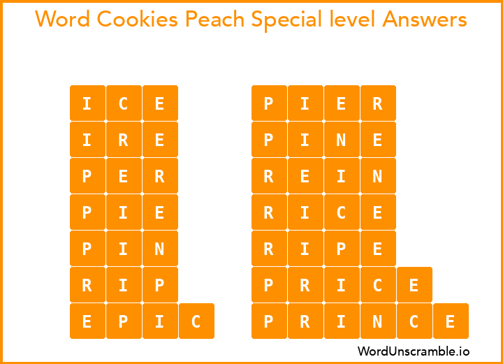 Word Cookies Peach Special level Answers
