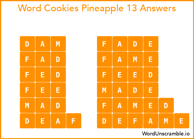 Word Cookies Pineapple 13 Answers