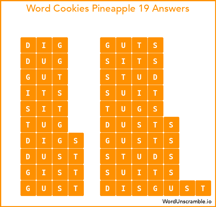 Word Cookies Pineapple 19 Answers