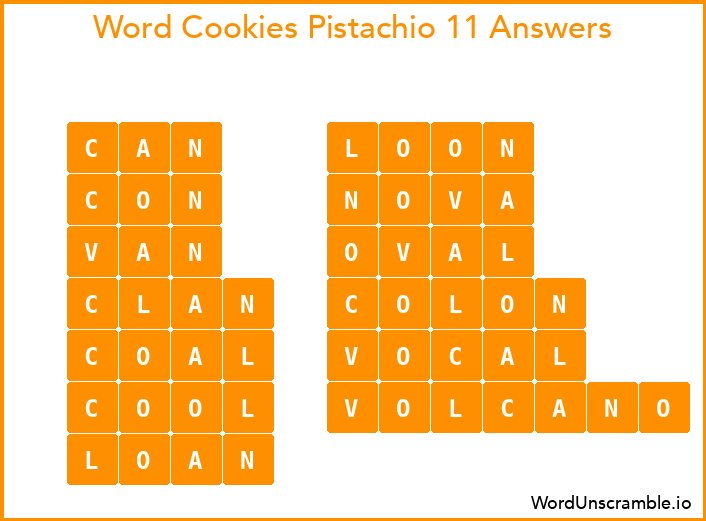 Word Cookies Pistachio 11 Answers