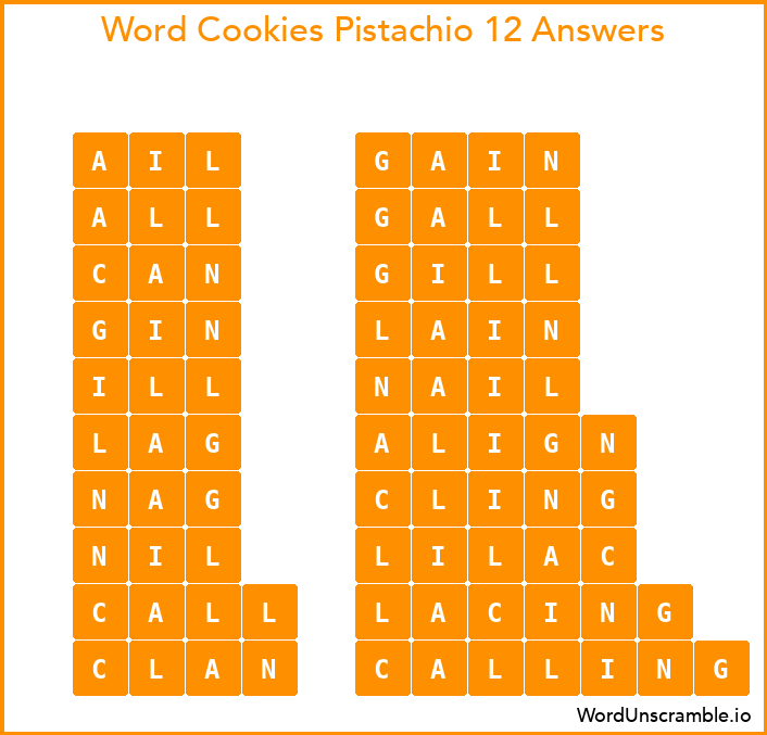 Word Cookies Pistachio 12 Answers