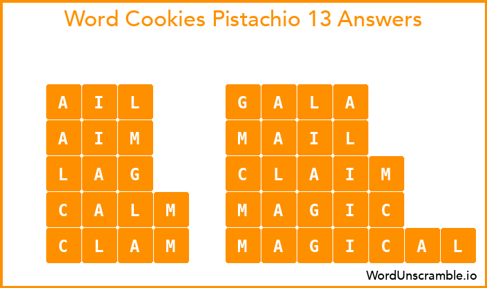 Word Cookies Pistachio 13 Answers