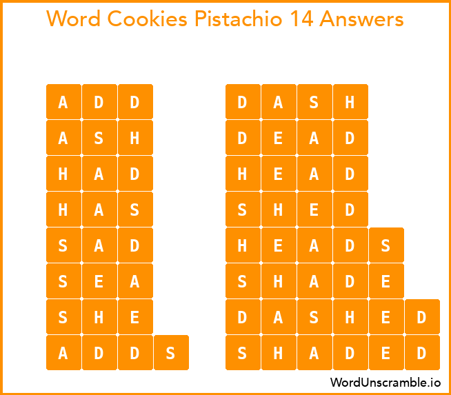Word Cookies Pistachio 14 Answers